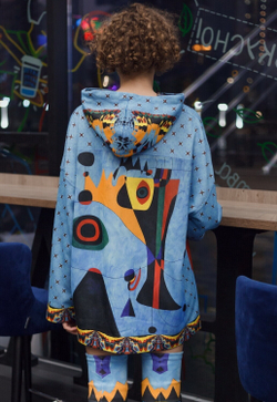 Худи "Миро синий", по мотивам абстрактной живописи Жоан Миро