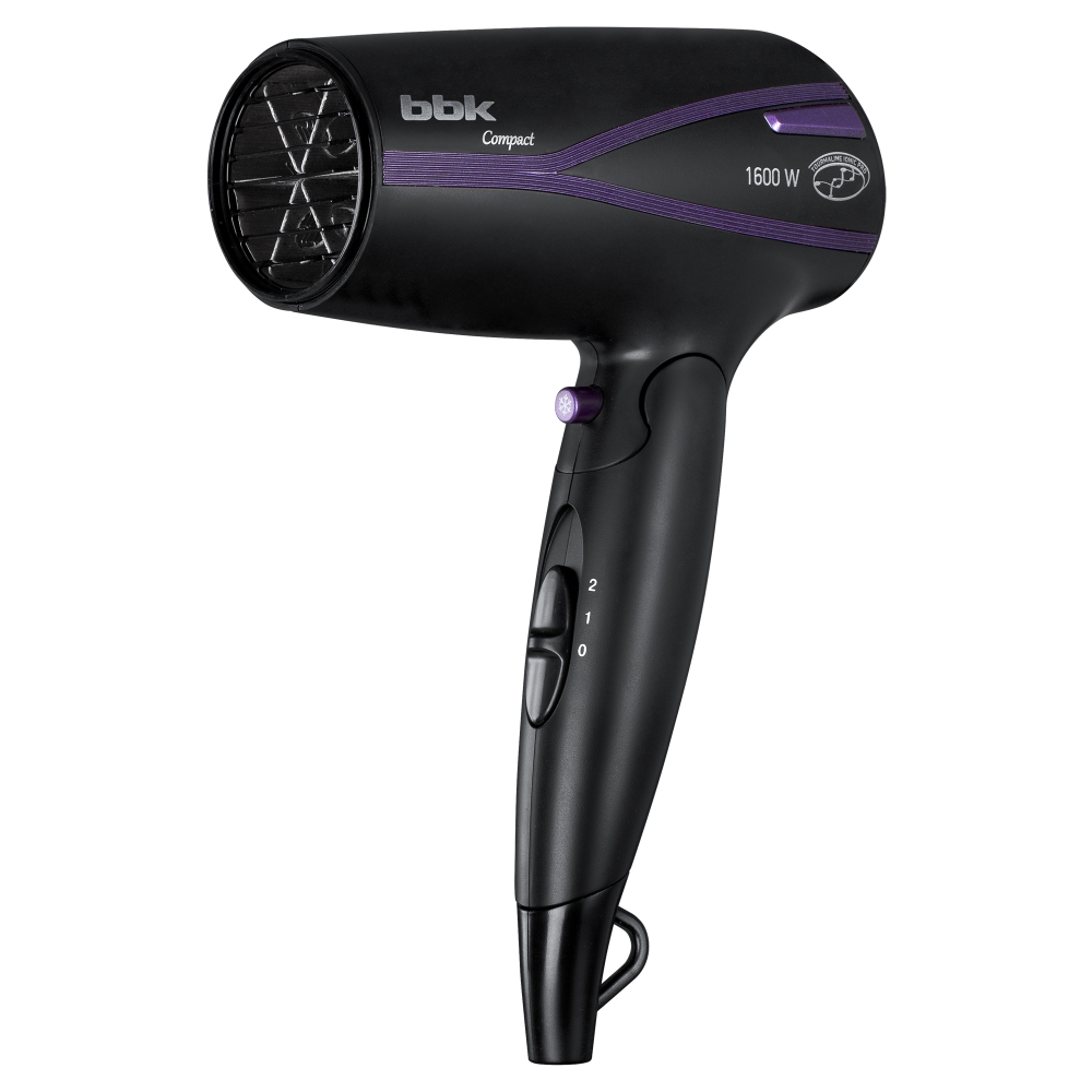 Фен электрический BBK BHD1608I Compact черный/фиолетовый