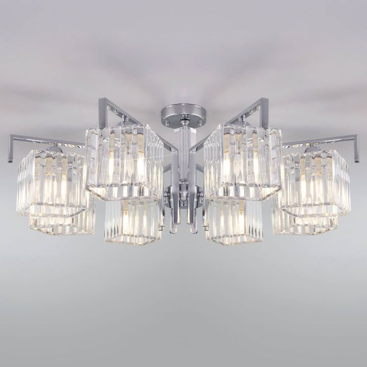 Потолочная люстра Eurosvet April 10126/8 хром/прозрачный хрусталь Strotskis Smart
