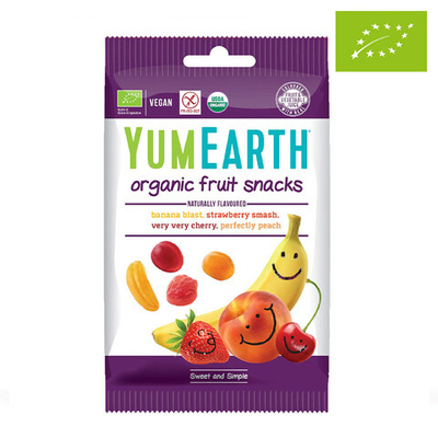 Мармелад жевательный органический YumEarth "клубника, вишня, персик, банан", 50 г