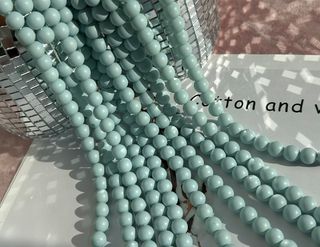 Нить бусин для украшений 8мм, "Майорка-Голубая" (имитация)