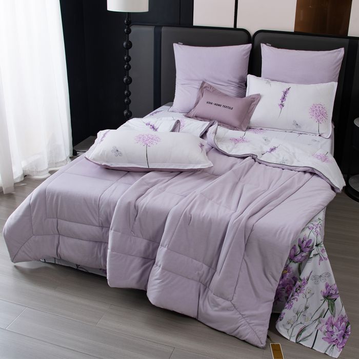 Комплект постельного белья с одеялом Сатин Велюрия Люкс «Лавандовая свежесть»