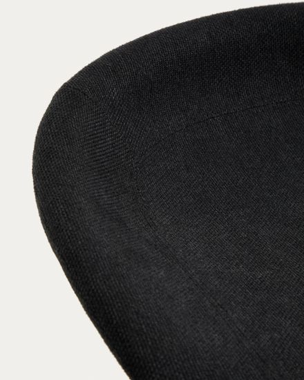 Барный табурет Danua из черной синели и матовой черной стали, 68-89 см