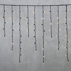 Светодиодная бахрома с колпачком 3,2*0,9 м., 168 экстра теплых белых LED ламп, каучуковый черный провод, LTC (LL168-1-2EWW)