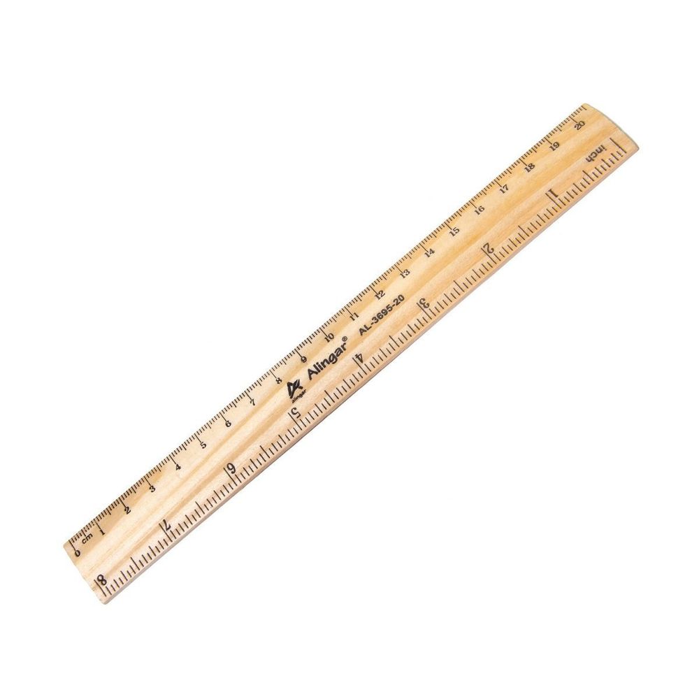 Линейка Alingar, 20 см, деревянная, 2 шкалы см/дюйм, пакет ПВХ