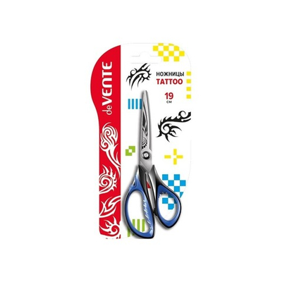 Ножницы 190мм deVENTE. Tattoo, прорезиненные кольца с лепестками