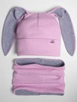 Шапка для девочек осенняя, с ушками розовая