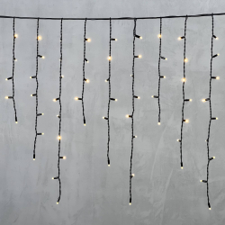 Светодиодная бахрома с колпачком 3,2*0,9 м., 168 теплых белых LED ламп, каучуковый черный провод, LTC (LL168-1-2WW)