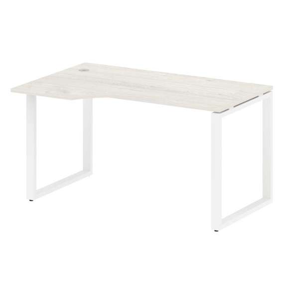 Metal System Стол криволинейный левый на О-образном м/к БО.СА-2 (L) Дуб Наварра/Металл Белый 1400*90