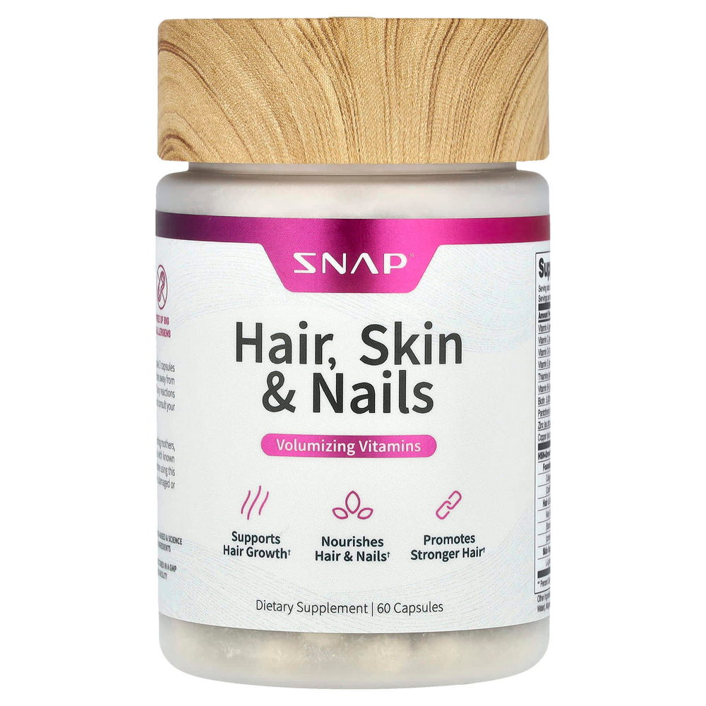 Snap Supplements, Для волос, кожи и ногтей, 60 капсул