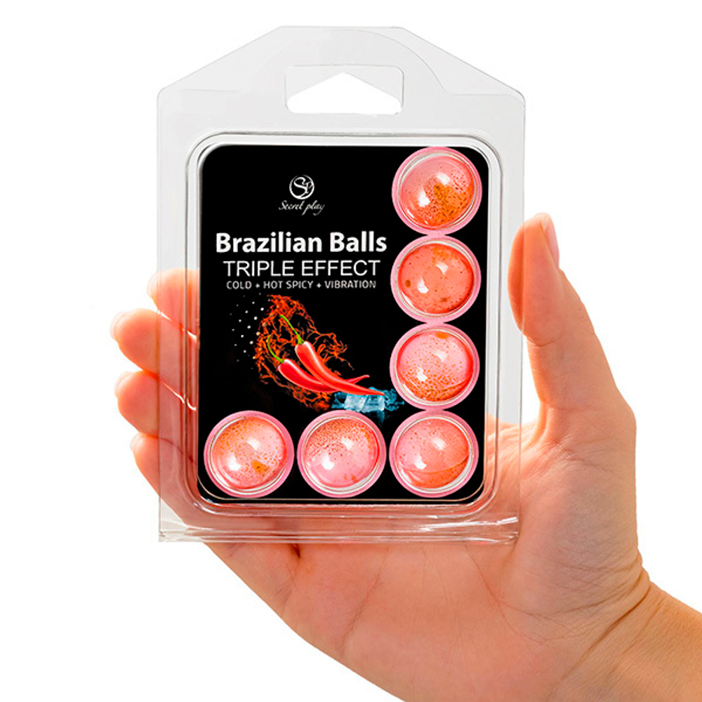 Набор из 6 шариков с массажным маслом и тройным эффектом Secret Play Brazilian Balls