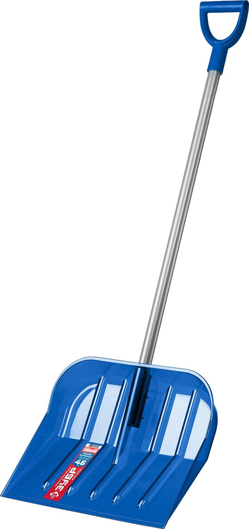 Ударопрочная снеговая лопата ЗУБР АНГАРА из морозостойкого поликарбоната, легкий черенок из алюминия, V-ручка, ковш 46см