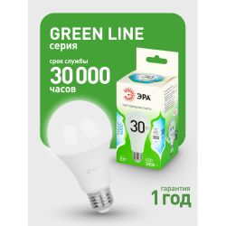 Лампа светодиодная ЭРА GREEN LINE LED A65-30W-840-E27 GL 30Вт груша яркий белый свет E27 | Лампы cветодиодные Груша (A)