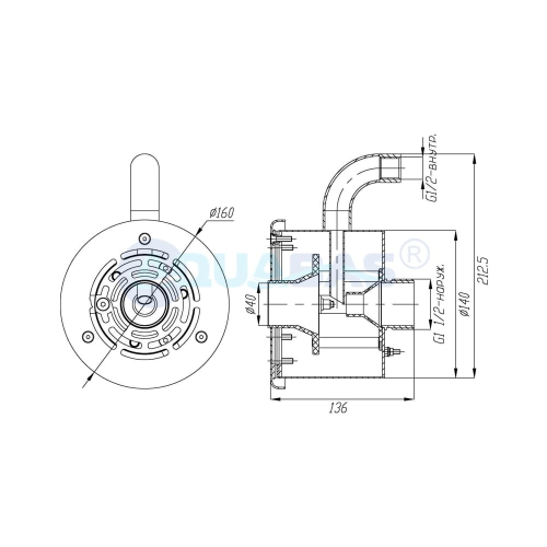 ФГ.12/1 Форсунка гидромассажная 12-17 м3/ч G 1,5" (наружн.) AISI-316