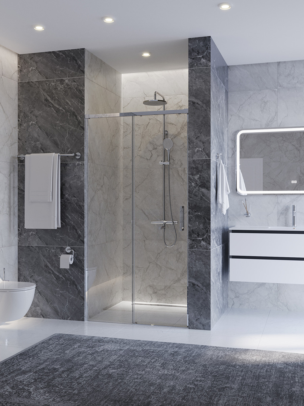 Душевая дверь CEZARES PLANE-BF-1-100-C-CR, 100х195, профиль хром, стекло прозрачное