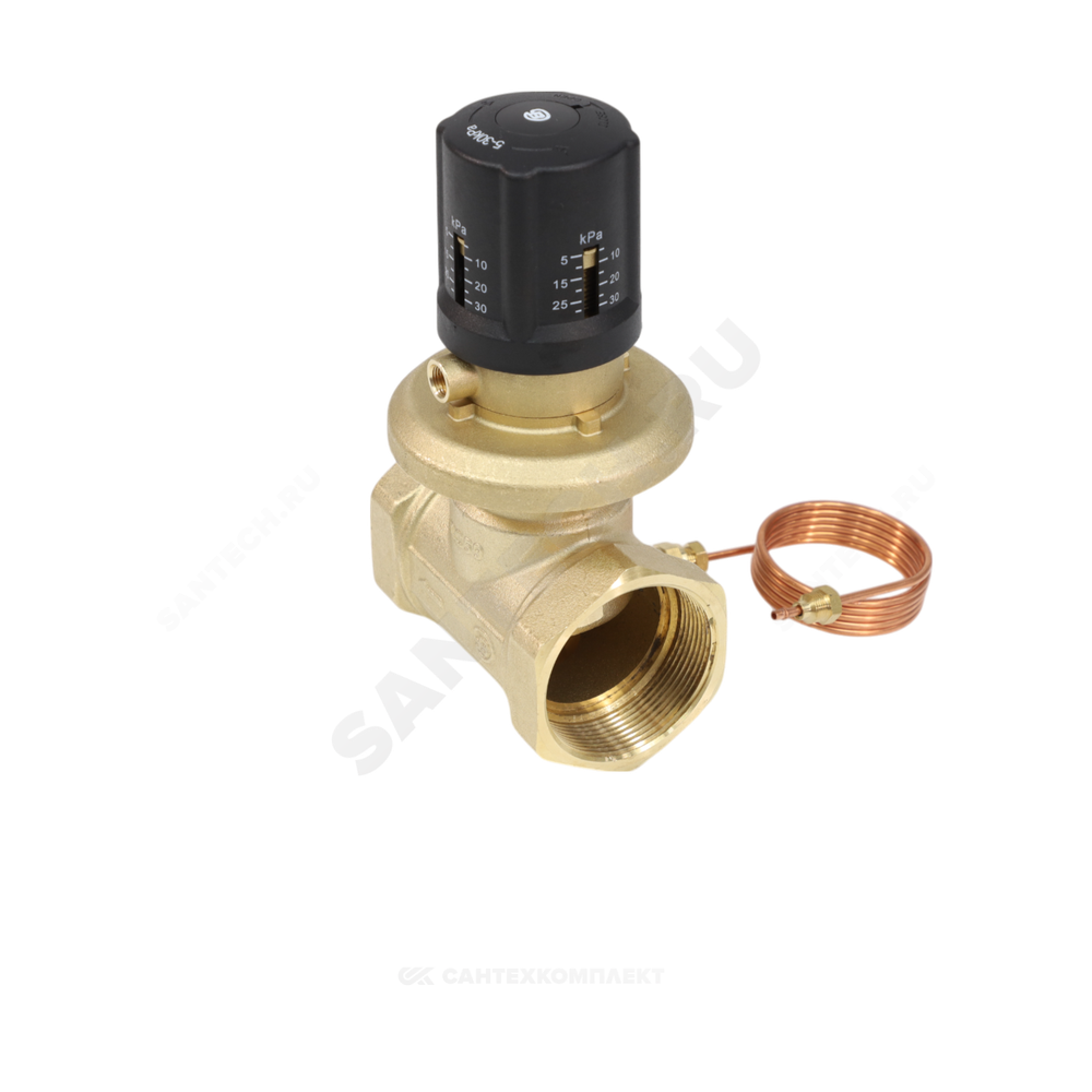 Клапан балансировочный автомат латунь 3380H Ду 15 G1/2" Ру16 Тмакс=120 оС ВР 5-30 кПа Kvs=1.16м3/ч без ниппелей Benarmo