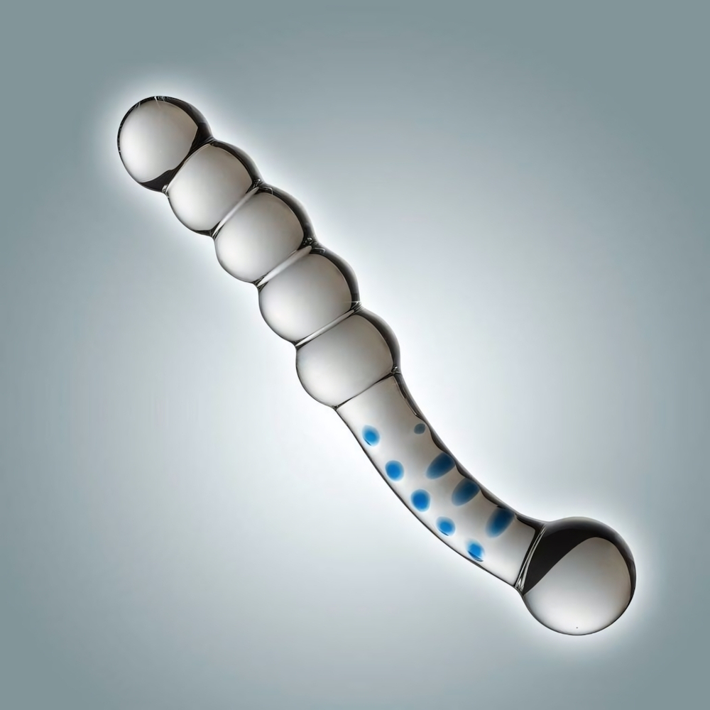 Фигурный стеклянный фаллоимитатор - 20,5 см. (Цвет: прозрачный)