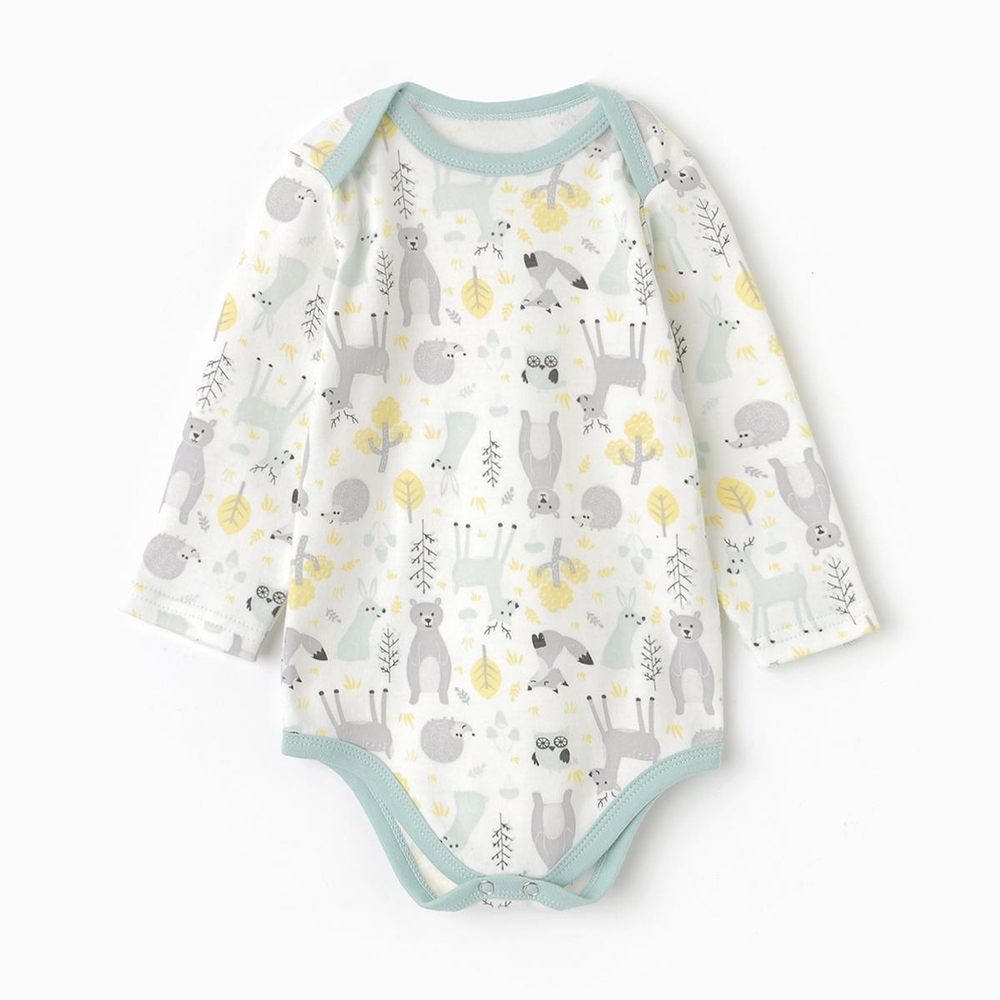 Боди детский, цвет молочный/звери, р. 68 10134593 (Рыжик)