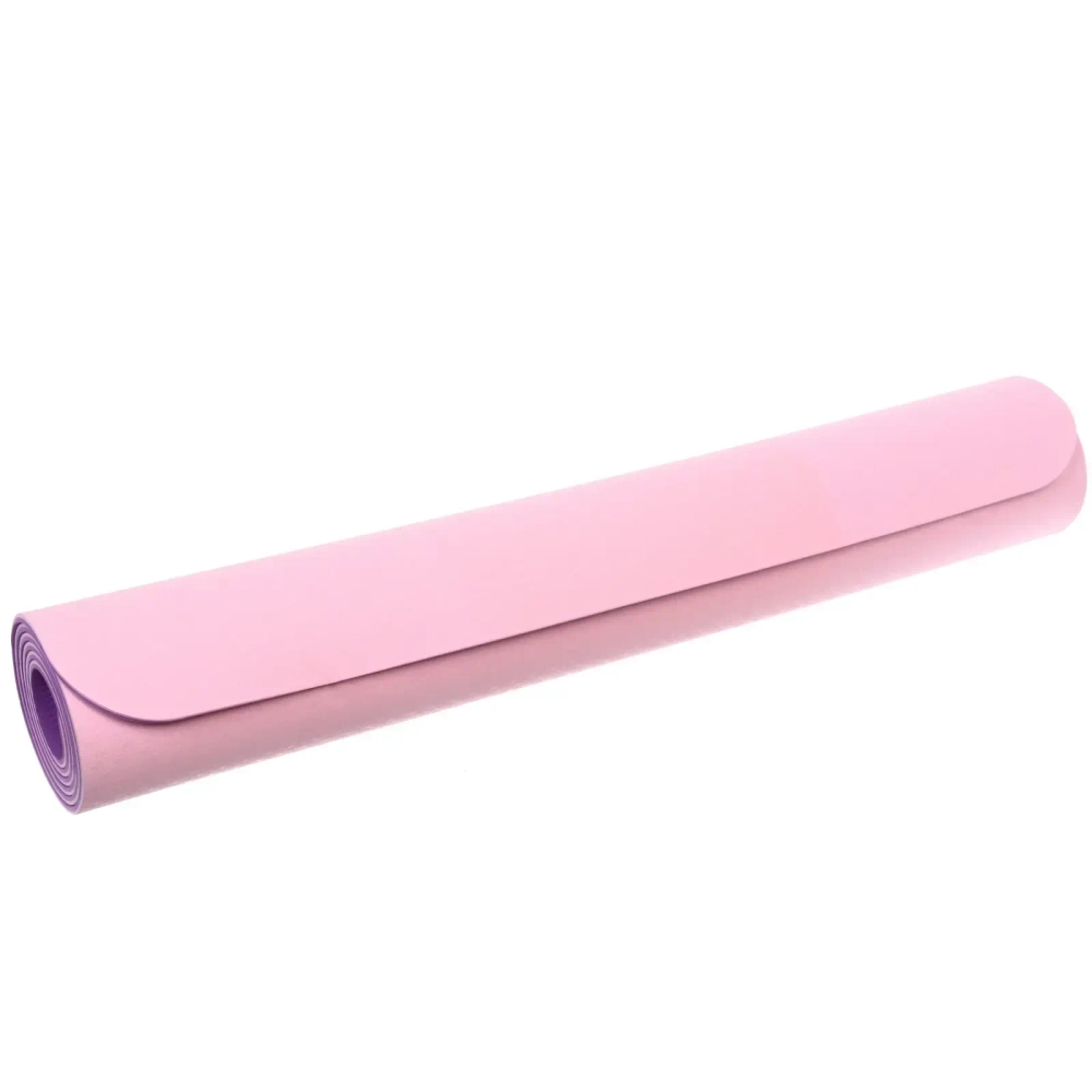 Коврик для йоги 6 мм 183х80 см «Энергия» 2х сторонний TPE, розовый/фиолетовый