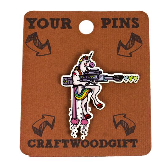 Деревянный значок. Единорог