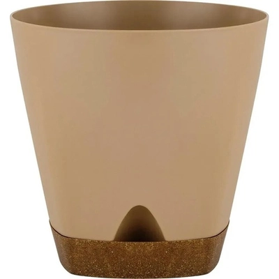 Горшок для цветов InGreen WOOD D200мм 4л с прикорневым поливом молочный шоколад/бук