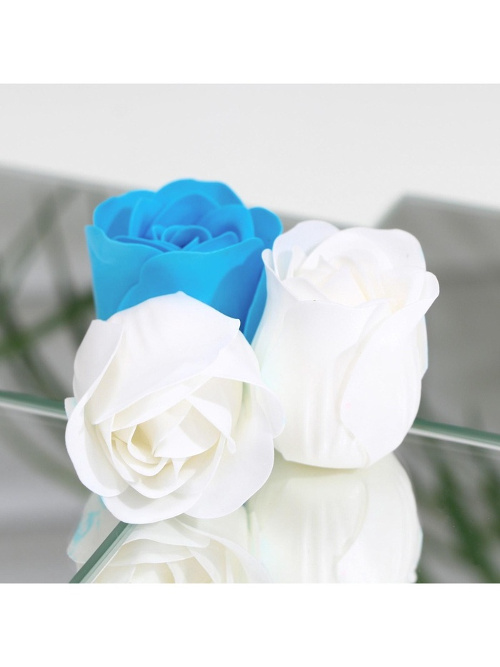 Мыльные розы, белые и синие, набор 6 шт.