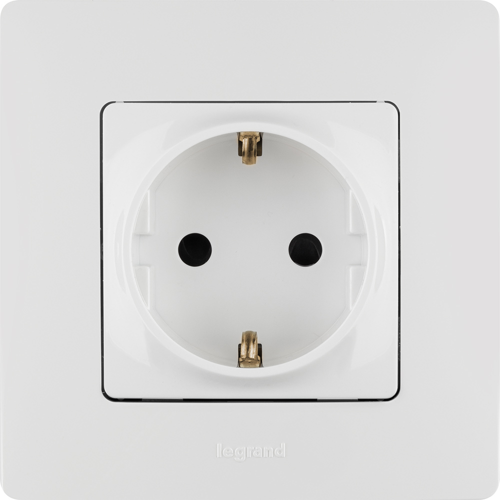 Розетка с заземлением со шторками 16А 250В белый ETIKA Legrand