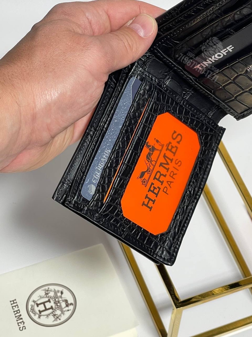 Кошелёк Hermes из кожи крокодила