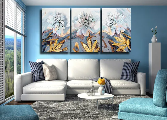 Модульная картина "Живописный цветок"