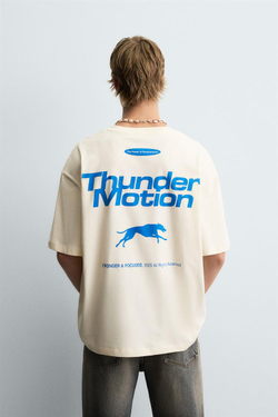 ZARA ФУТБОЛКА С КОНТРАСТНЫМИ ПРИНТАМИ, СВЕТЛО-ЖЕЛТЫЙ