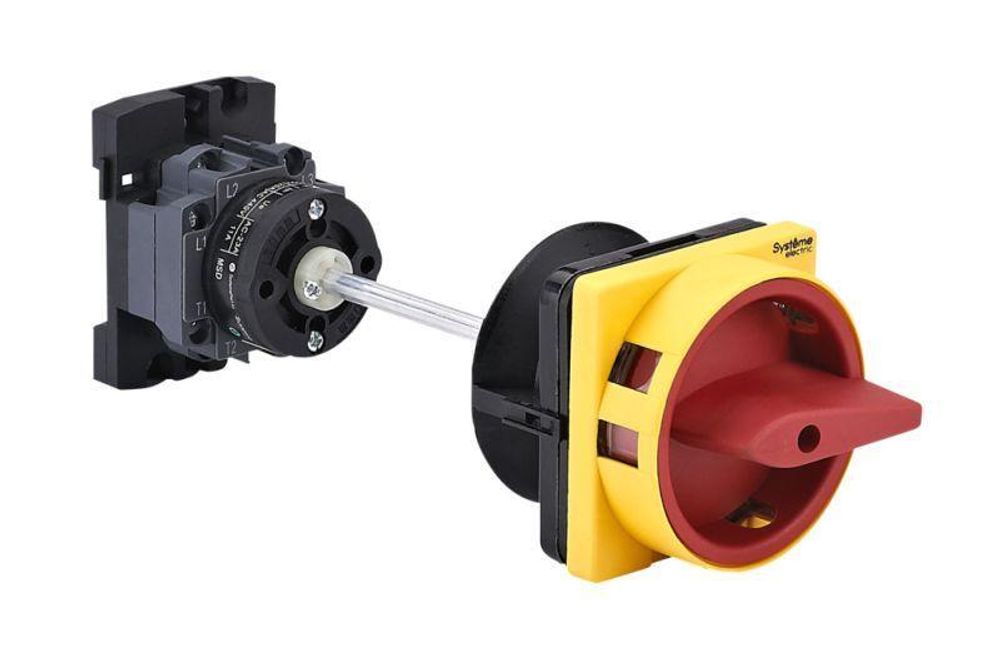 Выключатель-разъединитель 4п 20А IP20 с красн. выносн. рукоят. на дин-рейке/плате с замком SE MSD20440R