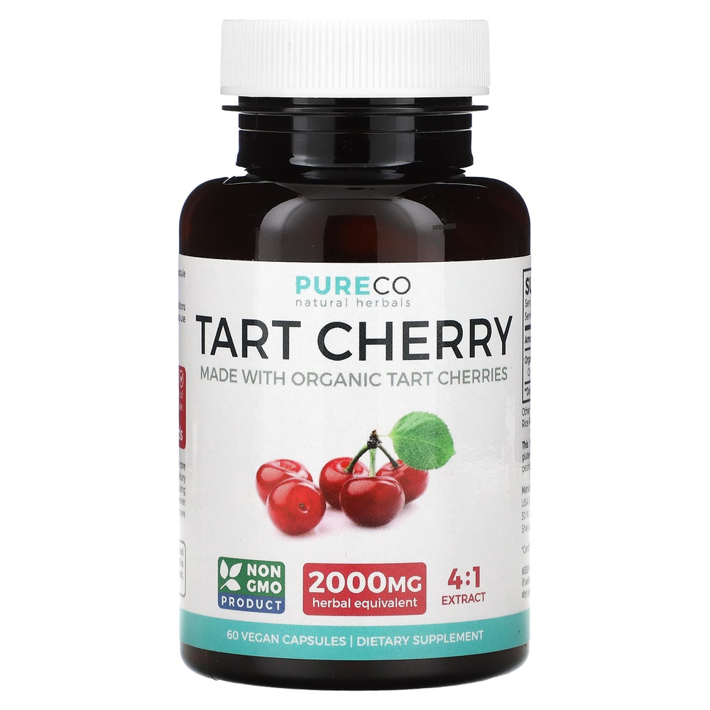 Pure Co., Вишня, 500 мг, 60 веганских капсул
