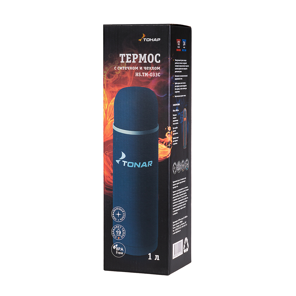 Термос TONAR (HS.TM-033C) 1000ML с ситечком (чехол)