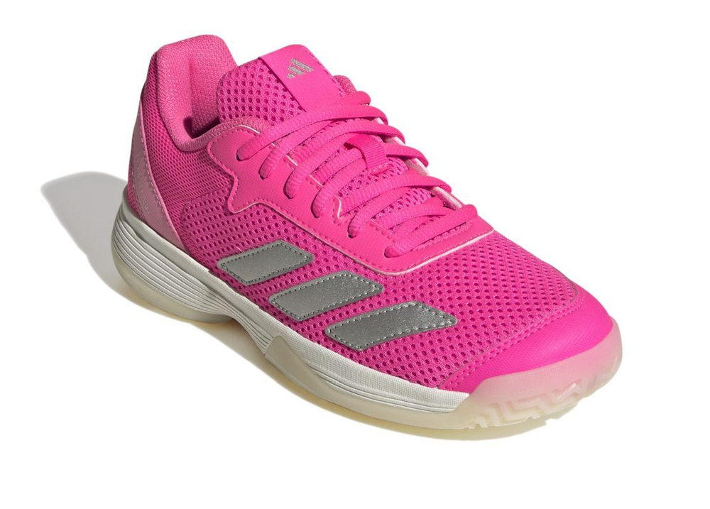 Детские теннисные кроссовки Adidas Courtflash Tennis K - lucid pink/silver metallic/bliss pink
