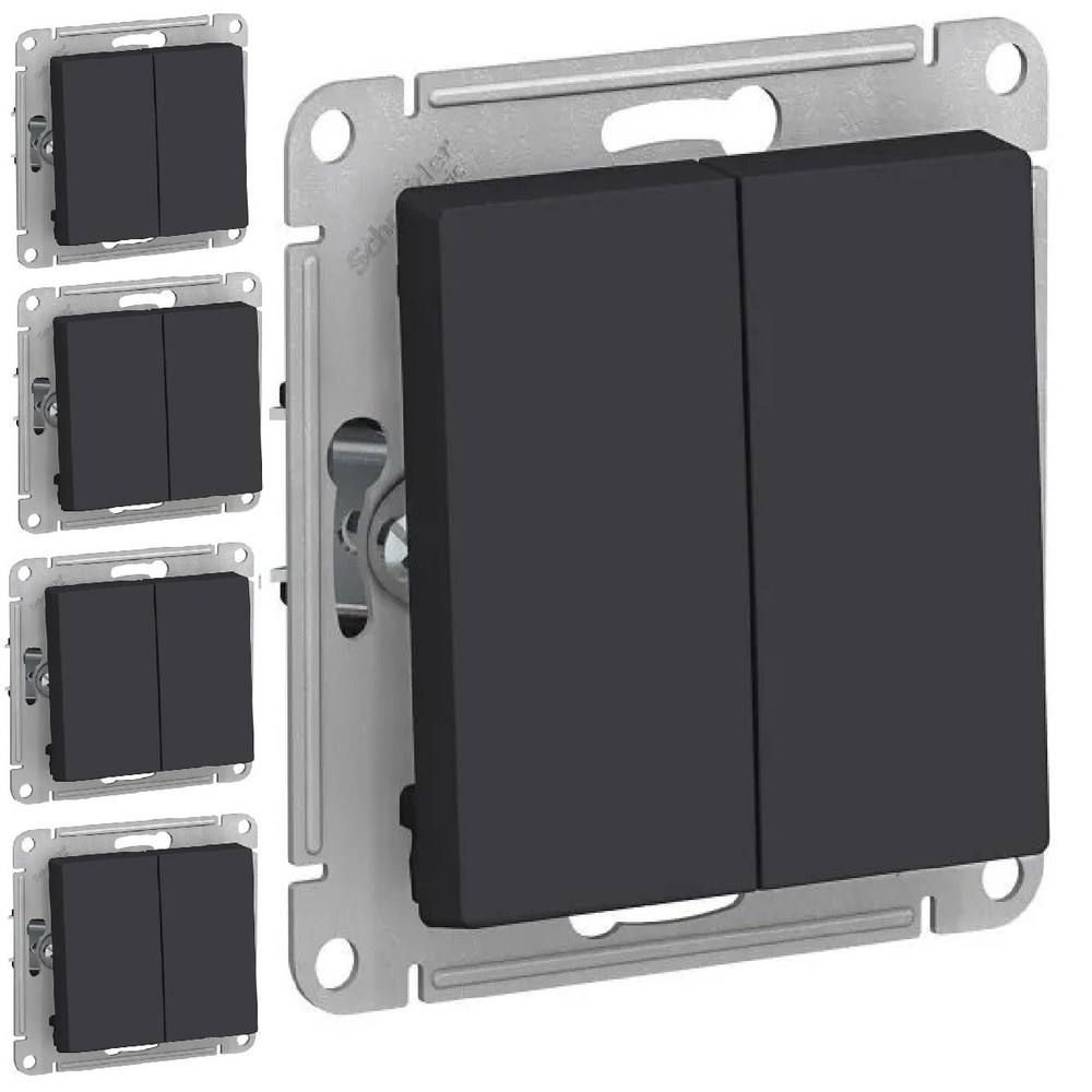 ATN001051 Schneider AtlasDesign Выключатель 2кл с/у карбон механизм