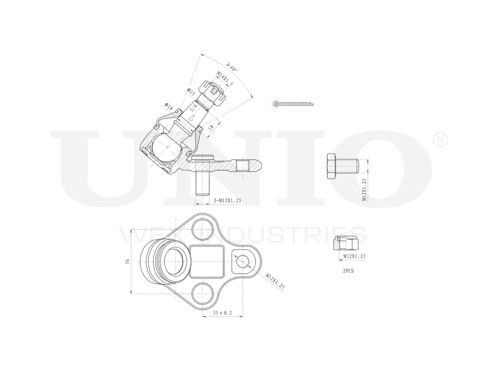 Опора шаровая передняя нижняя UNIO SSP-20003