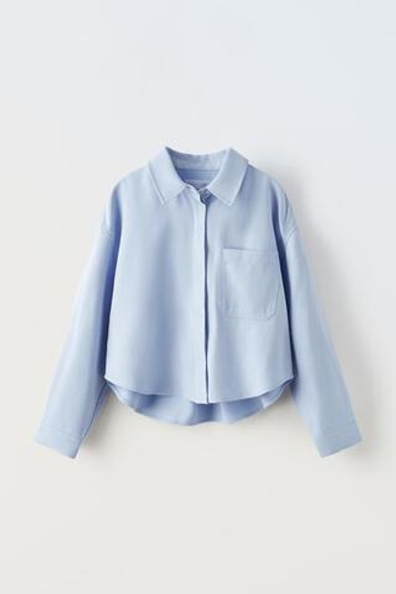 ZARA РУБАШКА СВОБОДНОГО КРОЯ, ГОЛУБОЙ