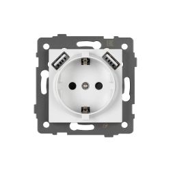Механизм розетки с USB зарядкой SCT-MUAA-PL-WH-V (250V, 16A) (Arlight, -) 049818