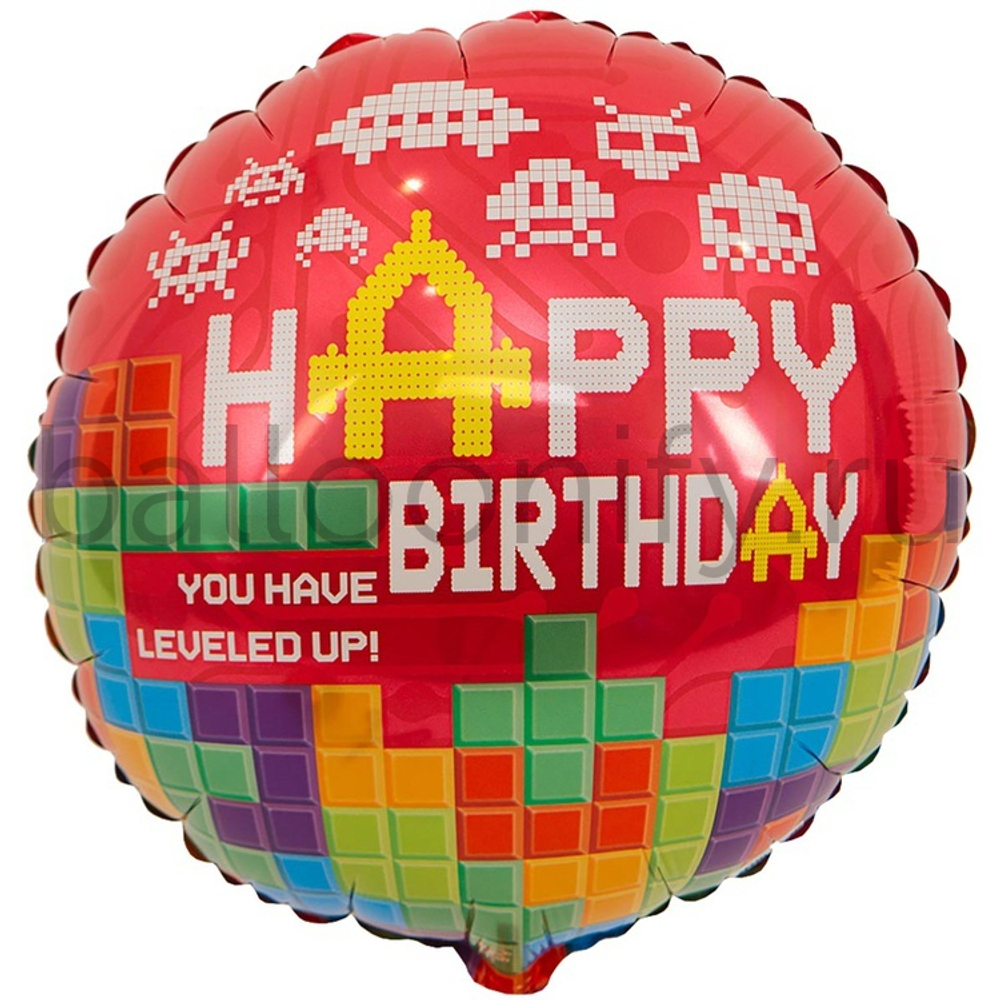 Фольгированная фигура, круг, HB YOU HAVE LEVELED UP/FM,18"/46СМ