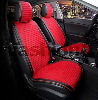 Накидки сидений Перед CarFashion (2шт) -Фронт «MONACO PRO FRONT» 22741 ЛИНИЯ -Велюр черн/красн/красн