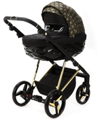 Детская коляска Adamex Quantum SE Exclusive 3 в 1 Q-DW518 (ЧЕРНЫЙ+ЗОЛОТОЙ ОРНАМЕНТ+ЗОЛОТО РАМА)