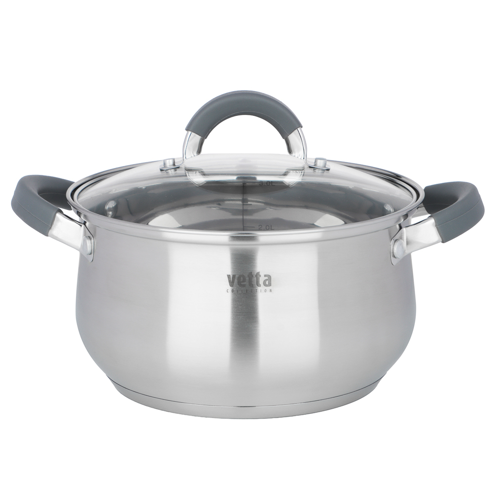 Набор кастрюль тм VETTA Вена 6 пр. (1,9л+3,6л+6,0л) со стекл. крышкой