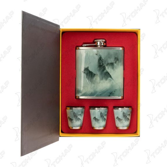 Набор Helios Книга охотника Волки (фляжка 210мл + 3 стопки)(HS-KO-W-A19)