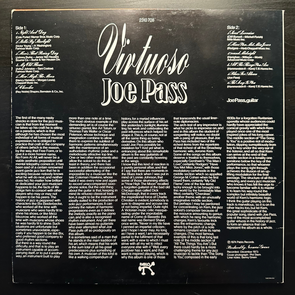 Joe Pass ‎– Virtuoso (Норвегия 1982г.)