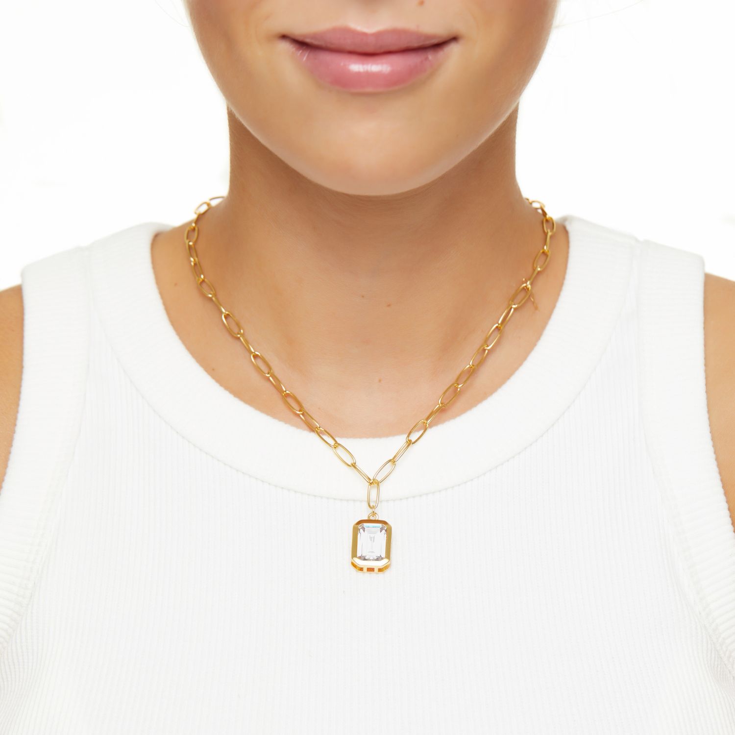 Колье Piped Edge Crystal Necklace – White