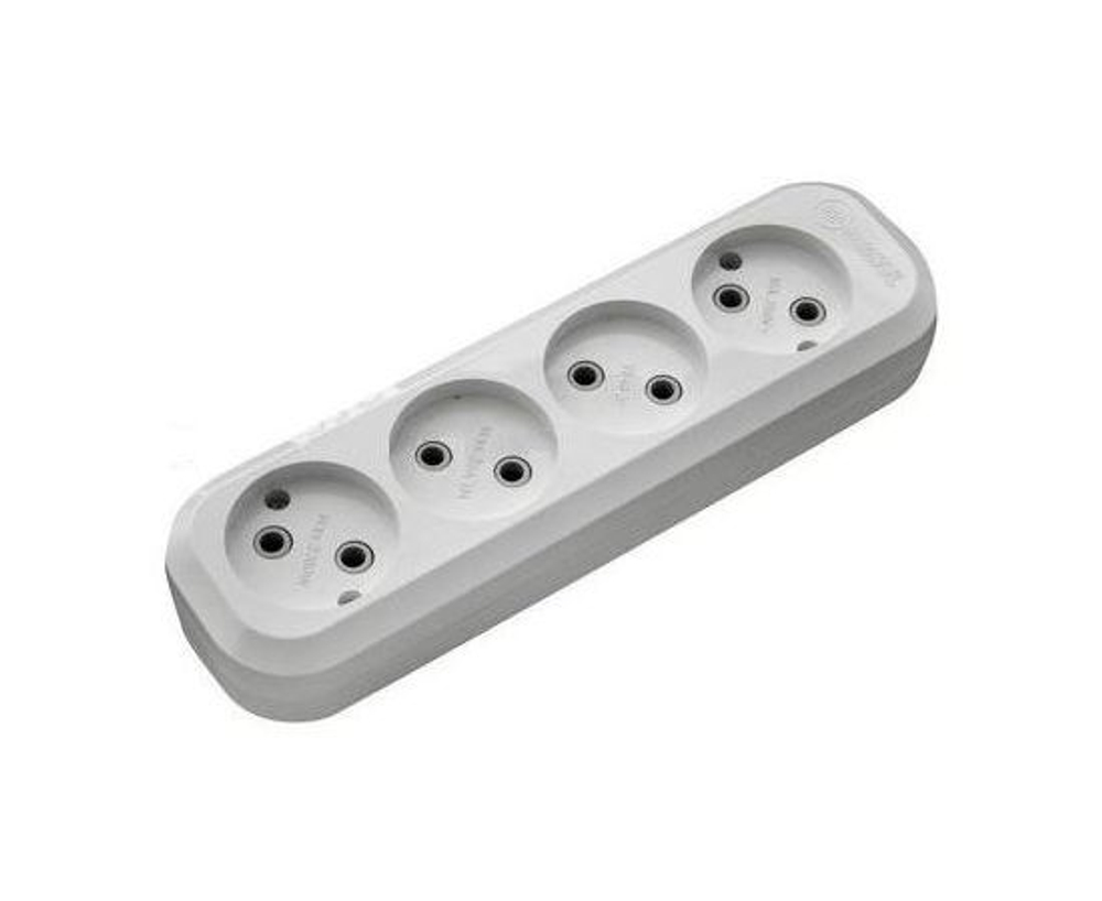 Розетка (колодка для удлинителя) Makel четырехместная без заземления IP20 белая MGP 141