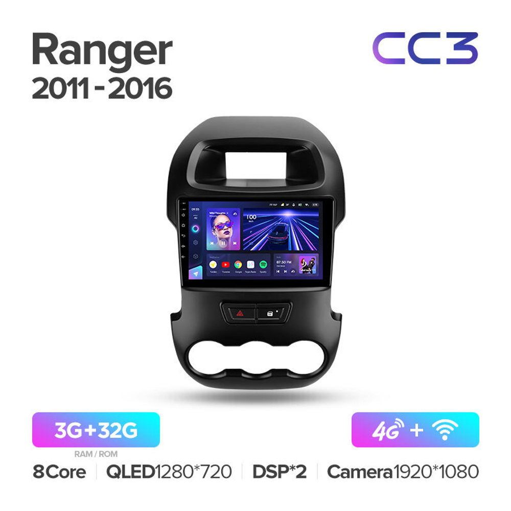Teyes CC3 9"для Ford Ranger 2011-2016 (прав)