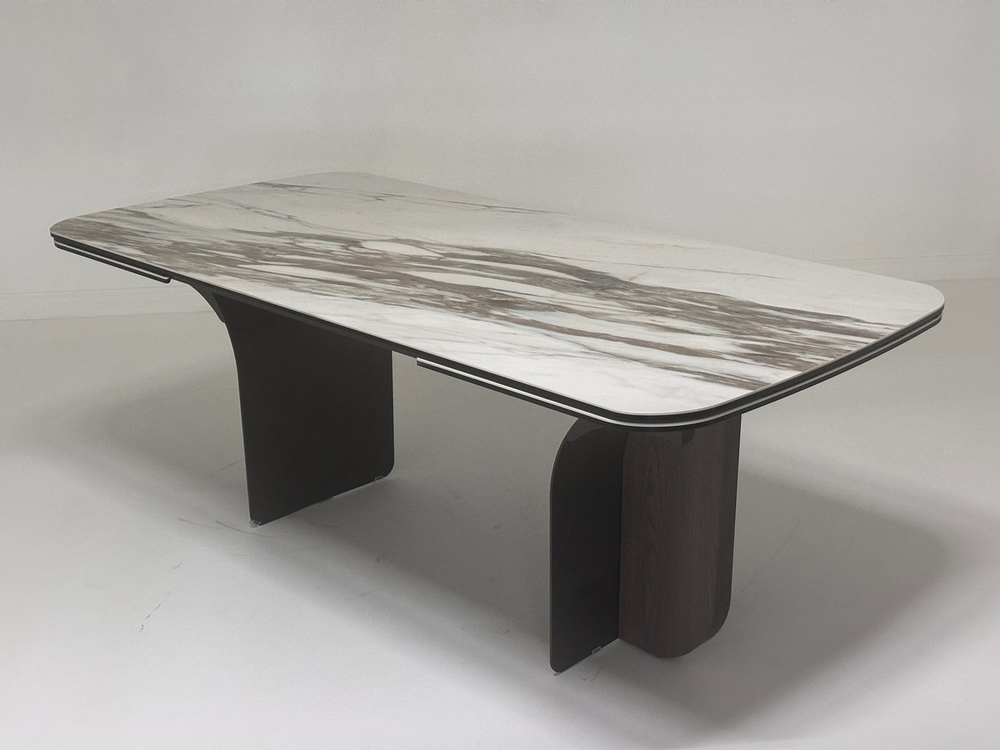 Стол М-City DISAUR Ингерман (Ingerman) 200 Коричневый (Karakata Brown) керамика, темно-серый + Шпон