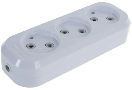 Колодка 3 гнезда, без заземления, AБС-пластик UNIVersal E203