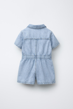 ZARA ДЖИНСОВЫЙ КОМБИНЕЗОН С МОЛНИЕЙ, ГОЛУБОЙ